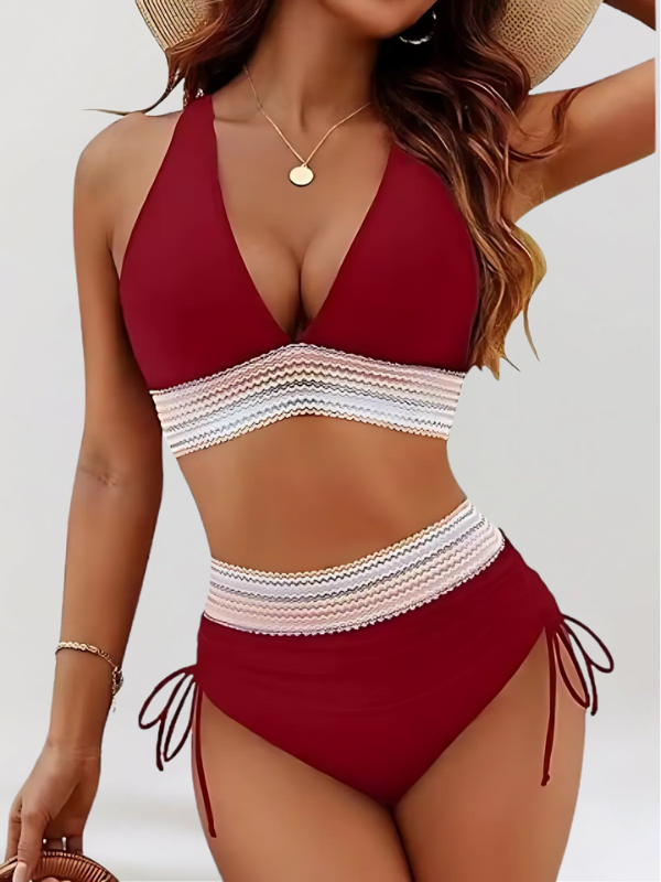 Hofstede™ | Ensemble de bikini avec bandeau ventral à carreaux et taille haute