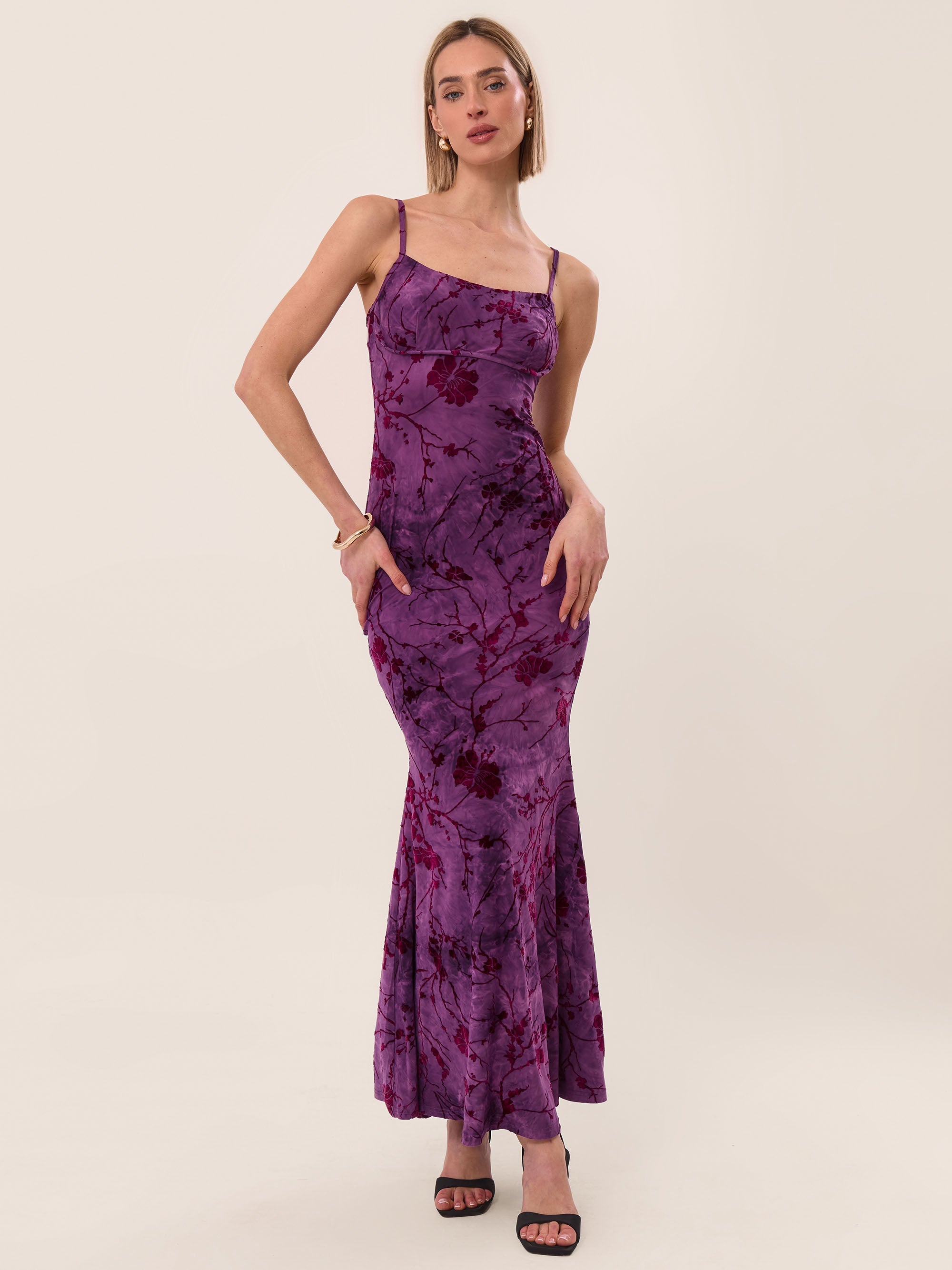 EMMA | ROBE MAXI EN VELOURS FLEURI