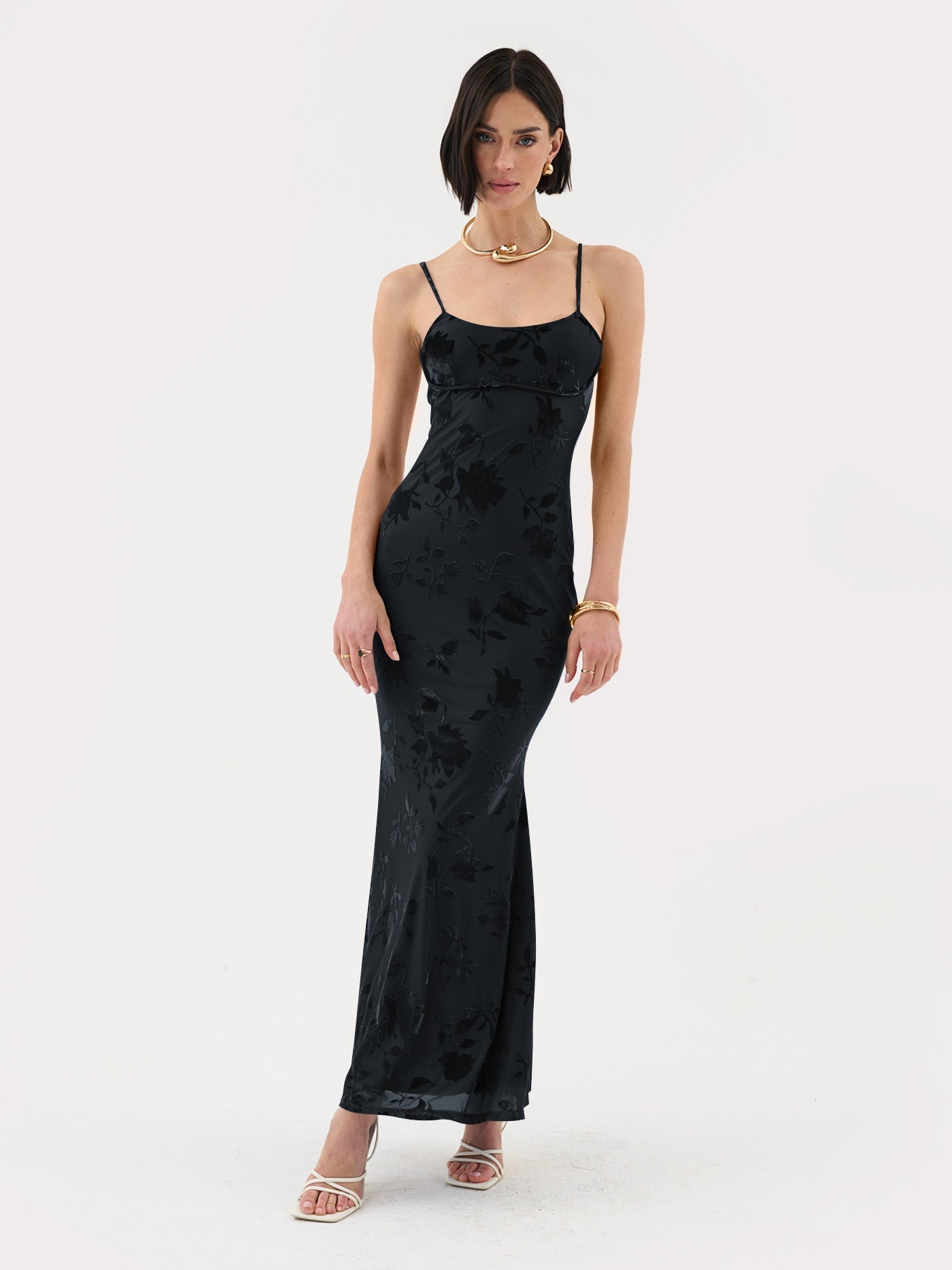 EMMA | ROBE MAXI EN VELOURS FLEURI