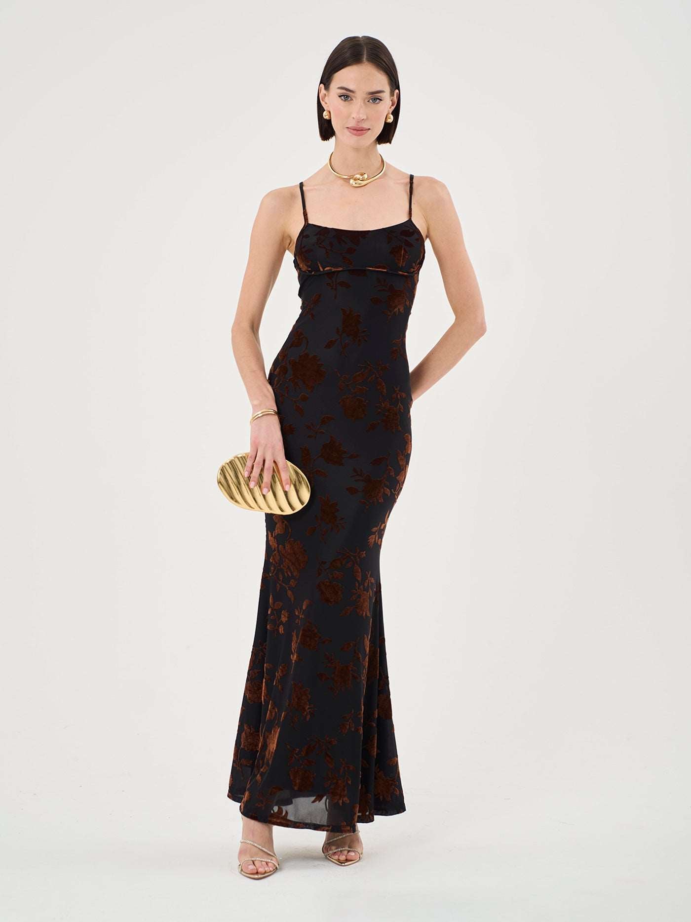 EMMA | ROBE MAXI EN VELOURS FLEURI