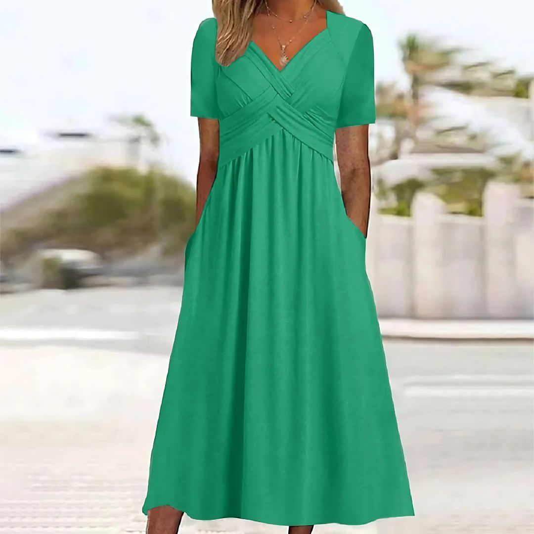 Claudia Elégante robe midi avec décolleté en V