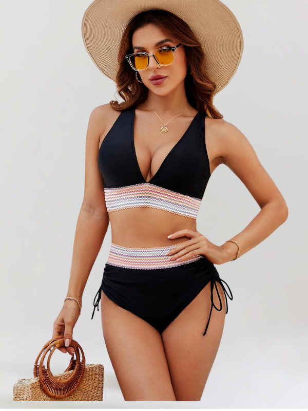 Hofstede™ | Ensemble de bikini avec bandeau ventral à carreaux et taille haute